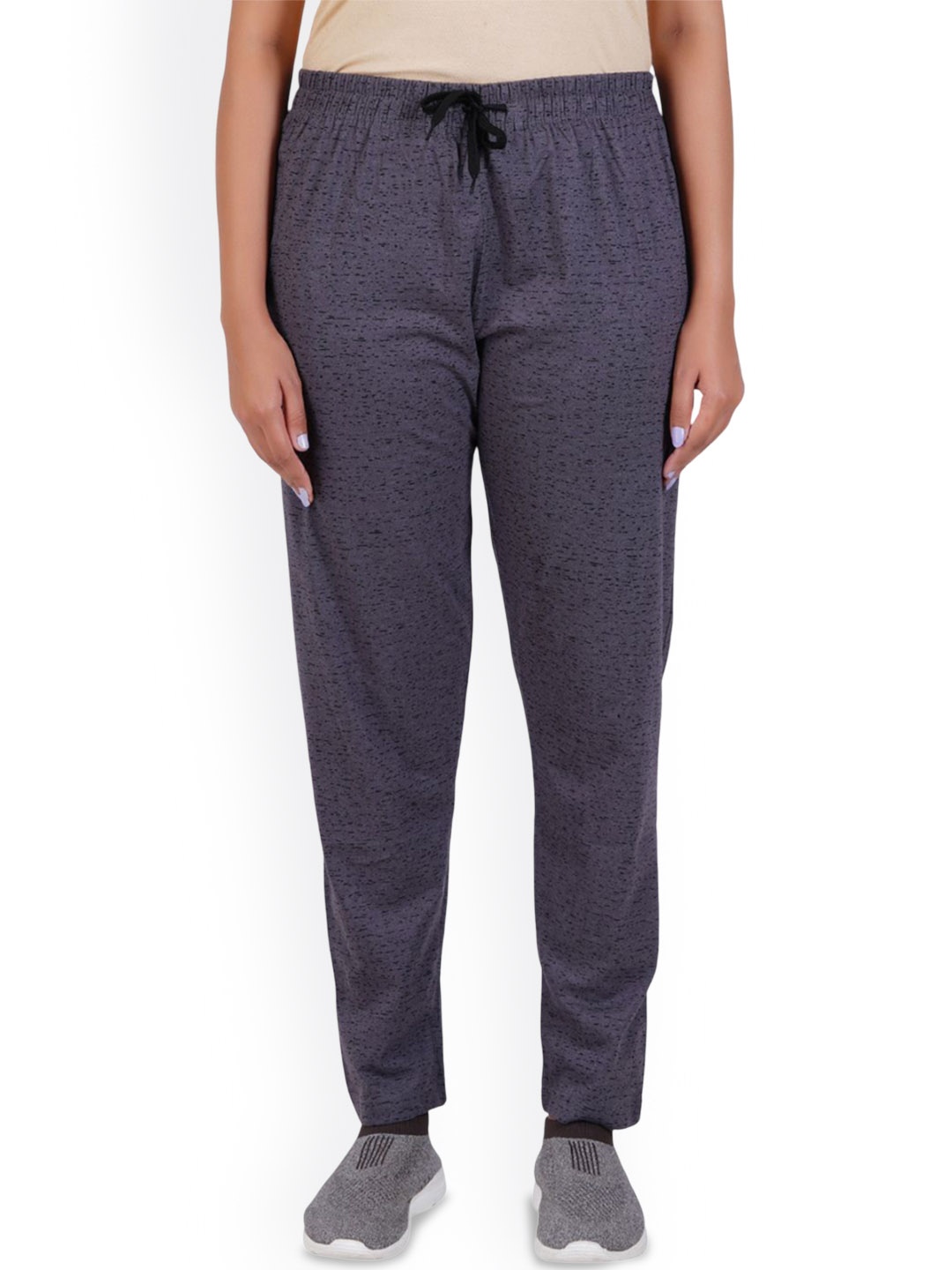 

FEEL TRACK Women Printed Cotton Mid-Rise Track Pant, Grey