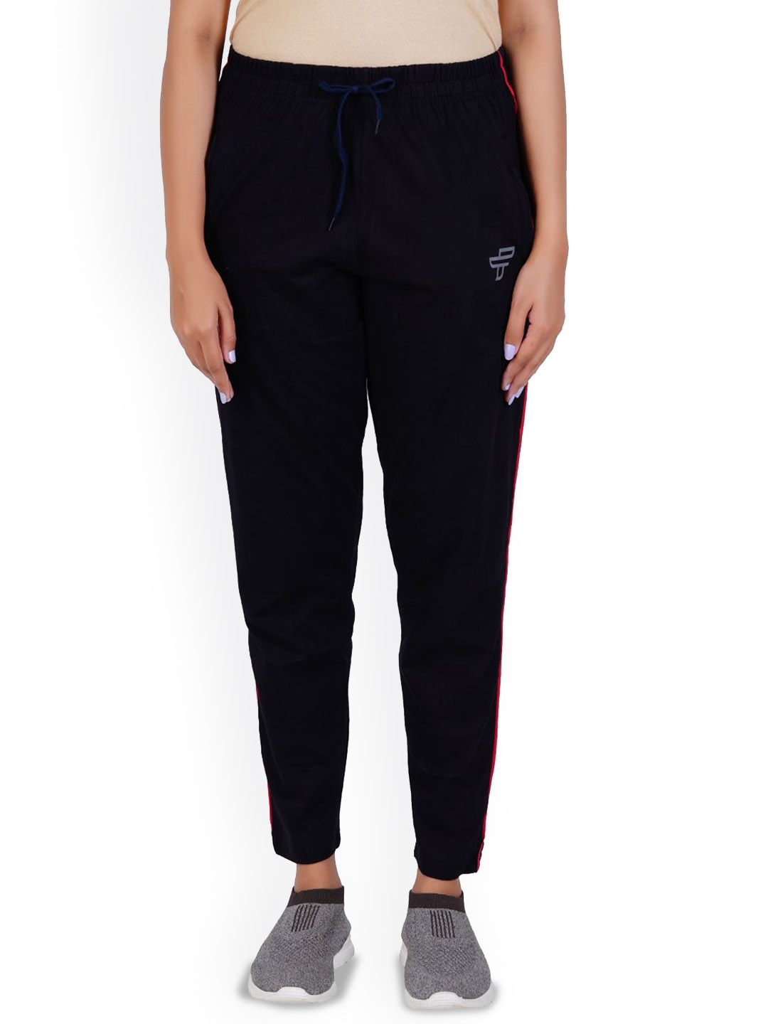 

FEEL TRACK Women Cotton Mid-Rise Joggers, Navy blue