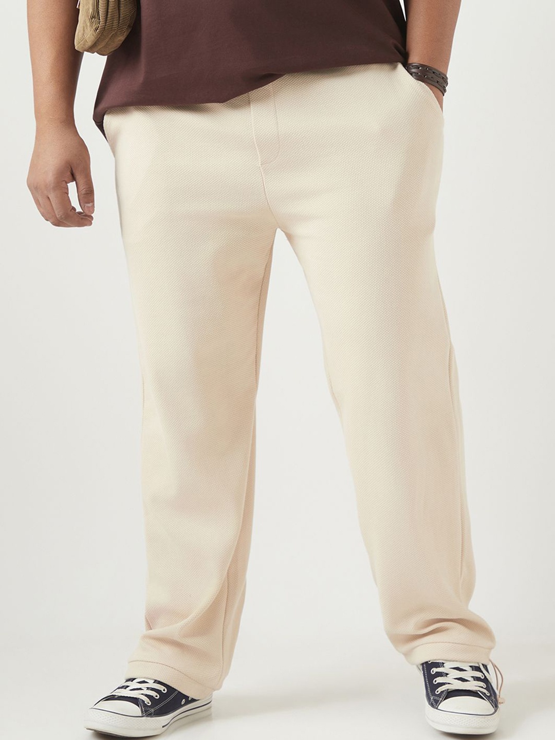 

Bewakoof Heavy Duty 1.0 Men Textured Oversized Plus Size Parachute Pants, Beige