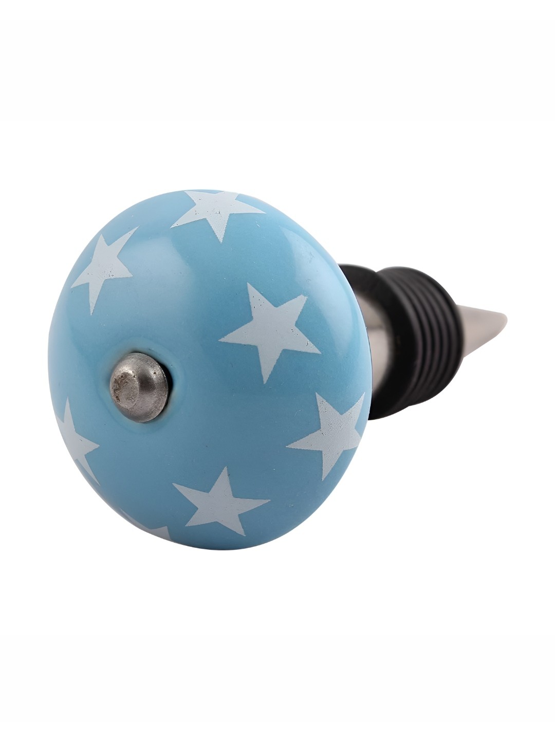 

Indianshelf Turquoise Blue & White Star Printed Ceramic Wine Bottle Stopper
