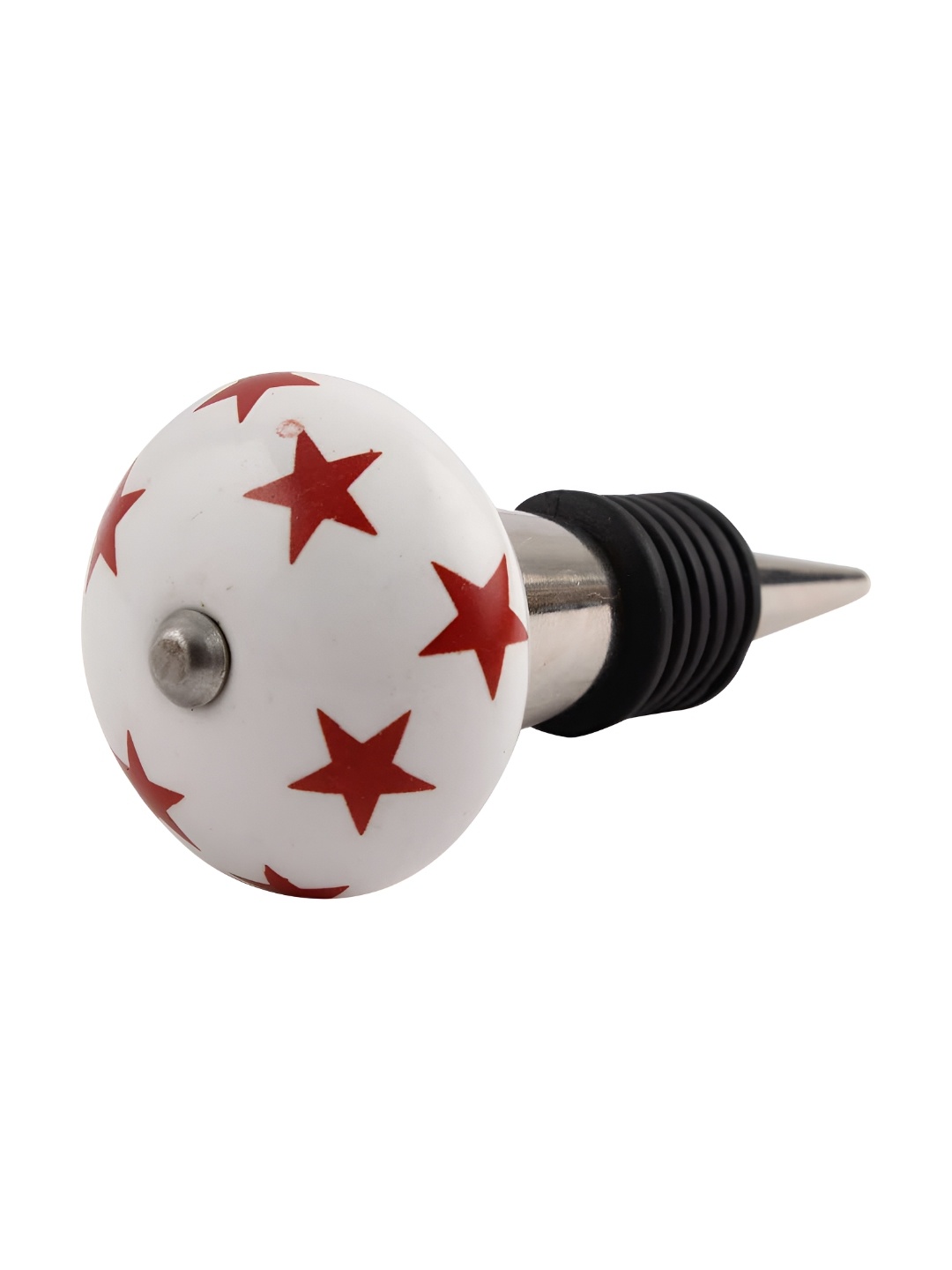 

Indianshelf White & Red Star Printed Ceramic Wine Bottle Stopper