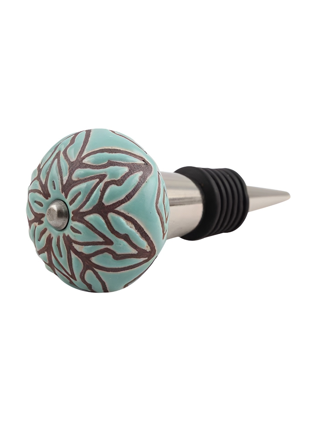 

Indianshelf Green & Maroon Floral Printed Ceramic Wine Bottle Stopper