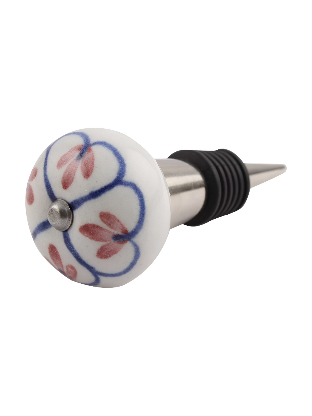 

Indianshelf White & Blue Printed Ceramic Wine Bottle Stopper