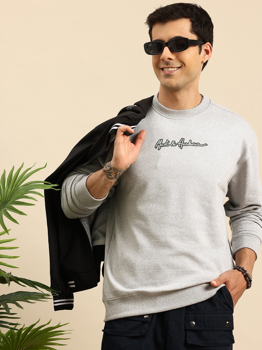 

Mast & Harbour Long Sleeve Oversize Fit Sweatshirt, Grey melange
