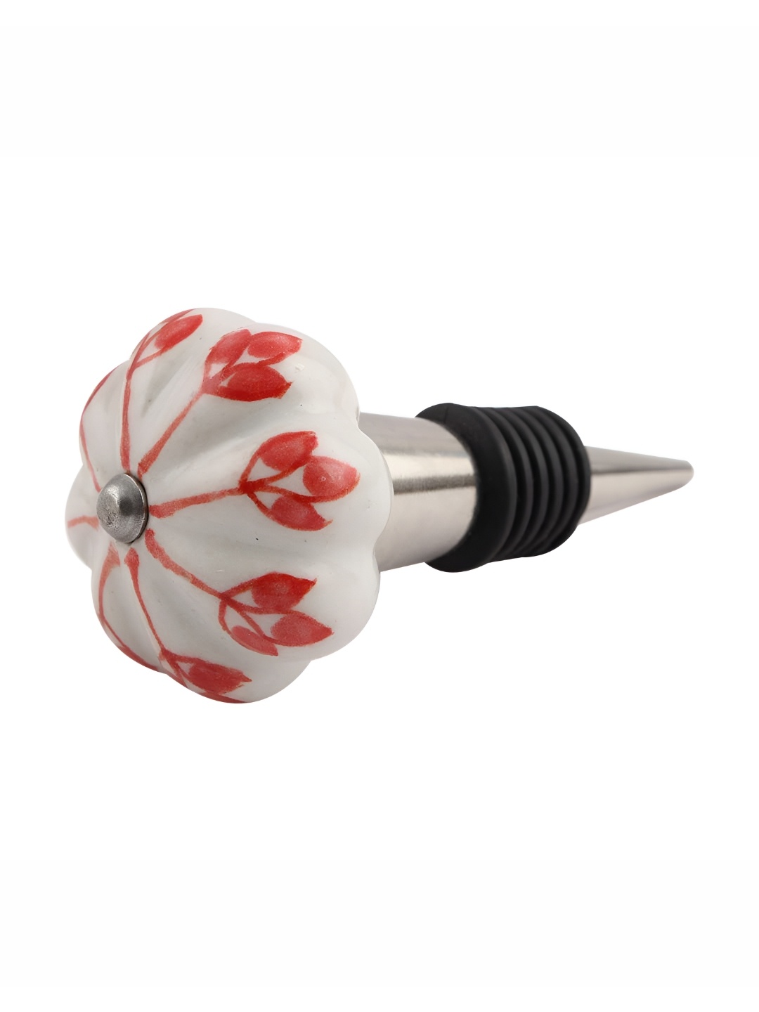 

Indianshelf Red & White Flower Printed Ceramic Wine Bottle Stopper