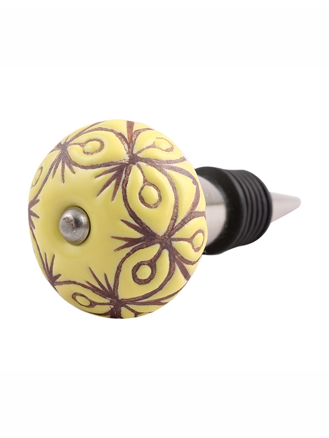 

Indianshelf Yellow & Purple Floral Printed Ceramic Leak-Proof Wine Bottle Stopper