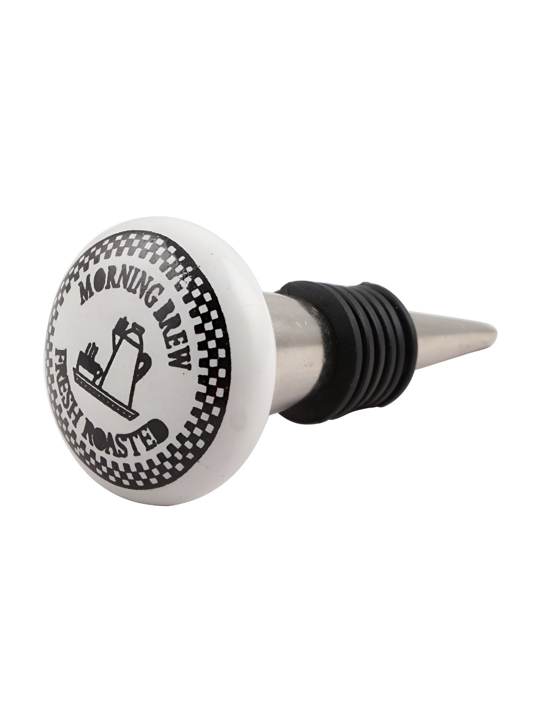

Indianshelf White & Black Printed Ceramic Wine Bottle Stopper
