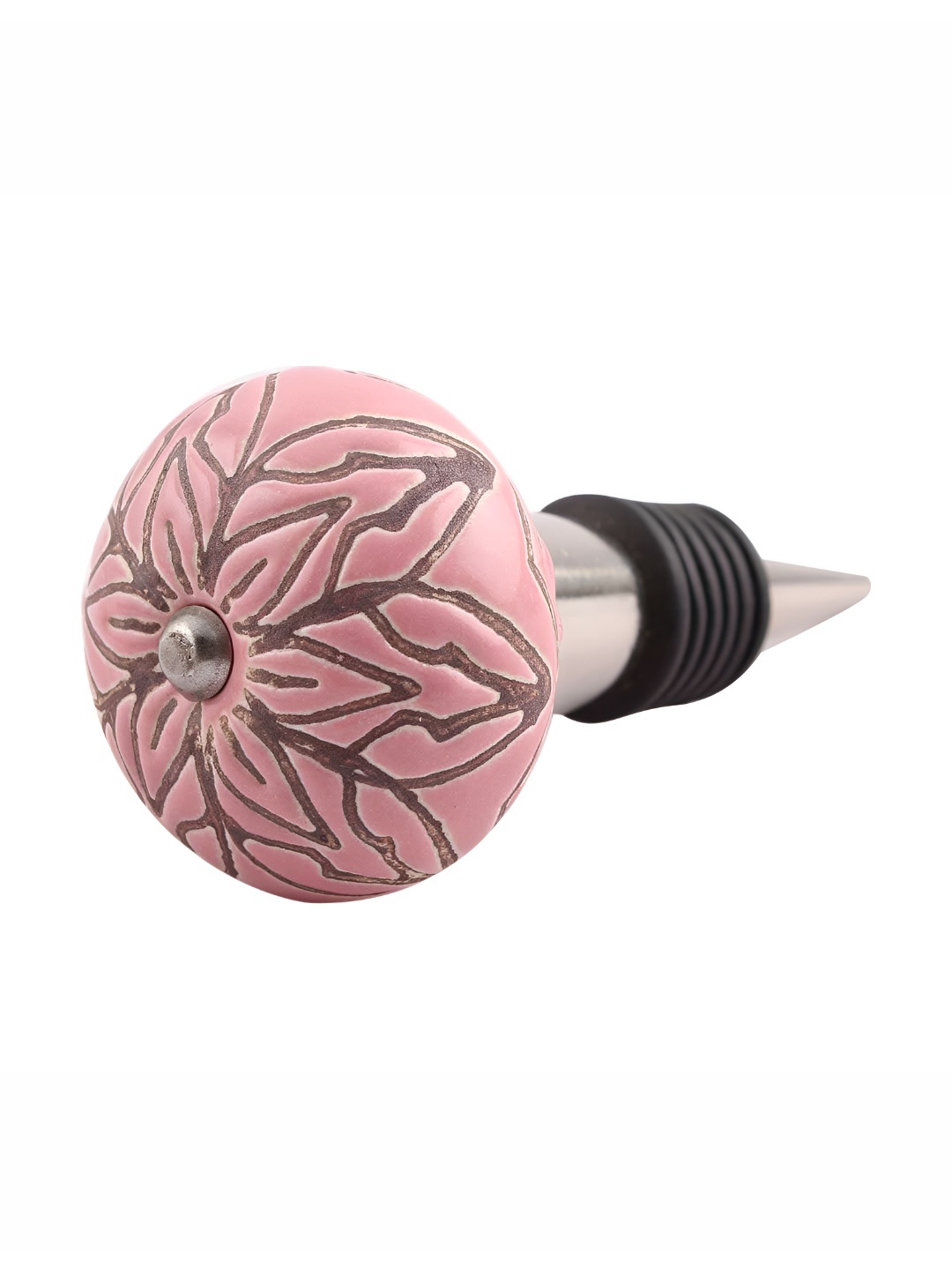 

Indianshelf Pink & Brown Printed Ceramic Wine Bottle Stopper