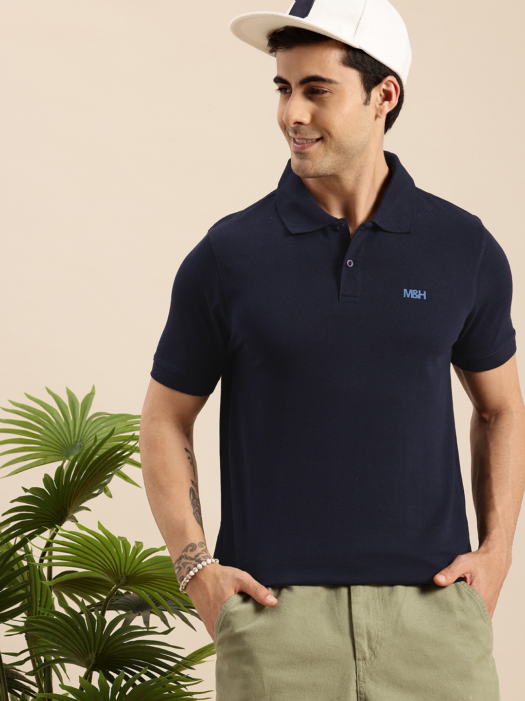 

Mast & Harbour Polo Collar T-shirt, Navy blue