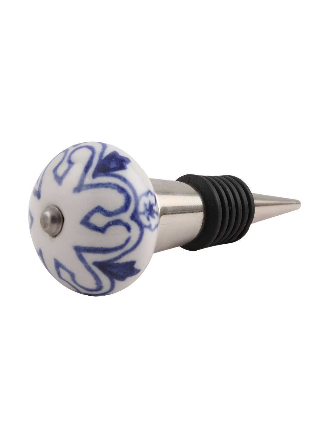 

Indianshelf White & Blue Printed Ceramic Wine Bottle Stopper