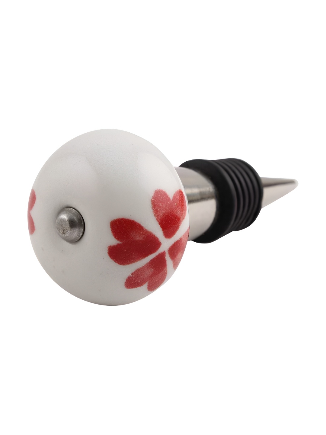

Indianshelf Red and White Heart Printed Ceramic Wine Bottle Stopper