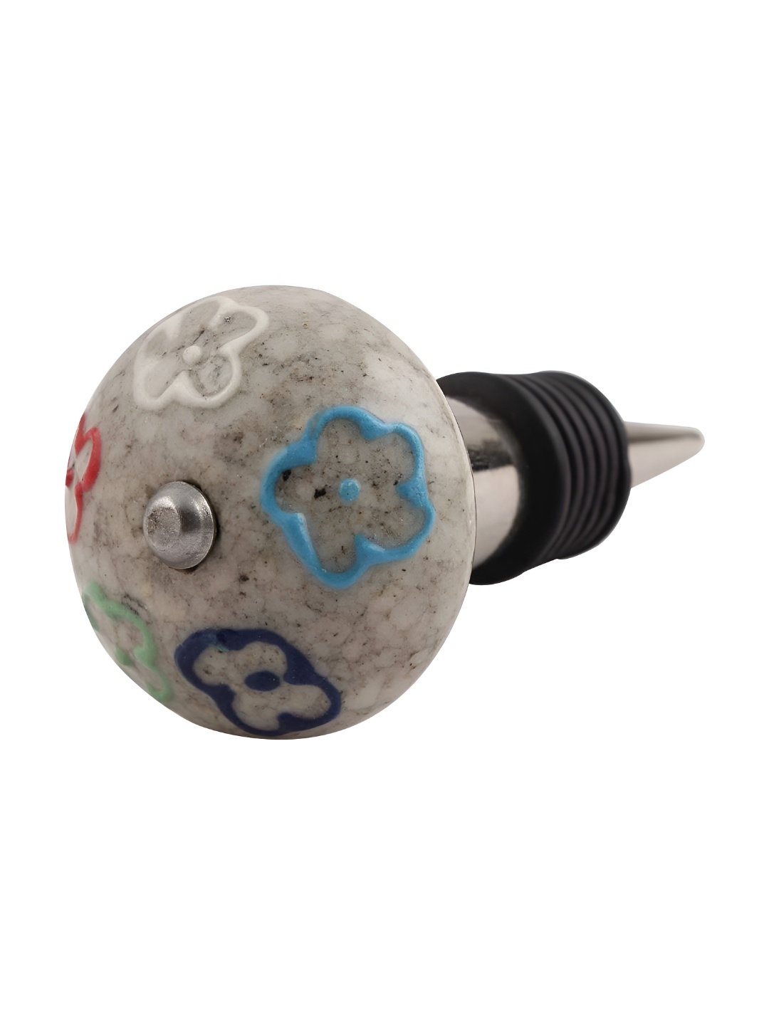 

Indianshelf Grey & Blue Floral Printed Ceramic Wine Bottle Stopper