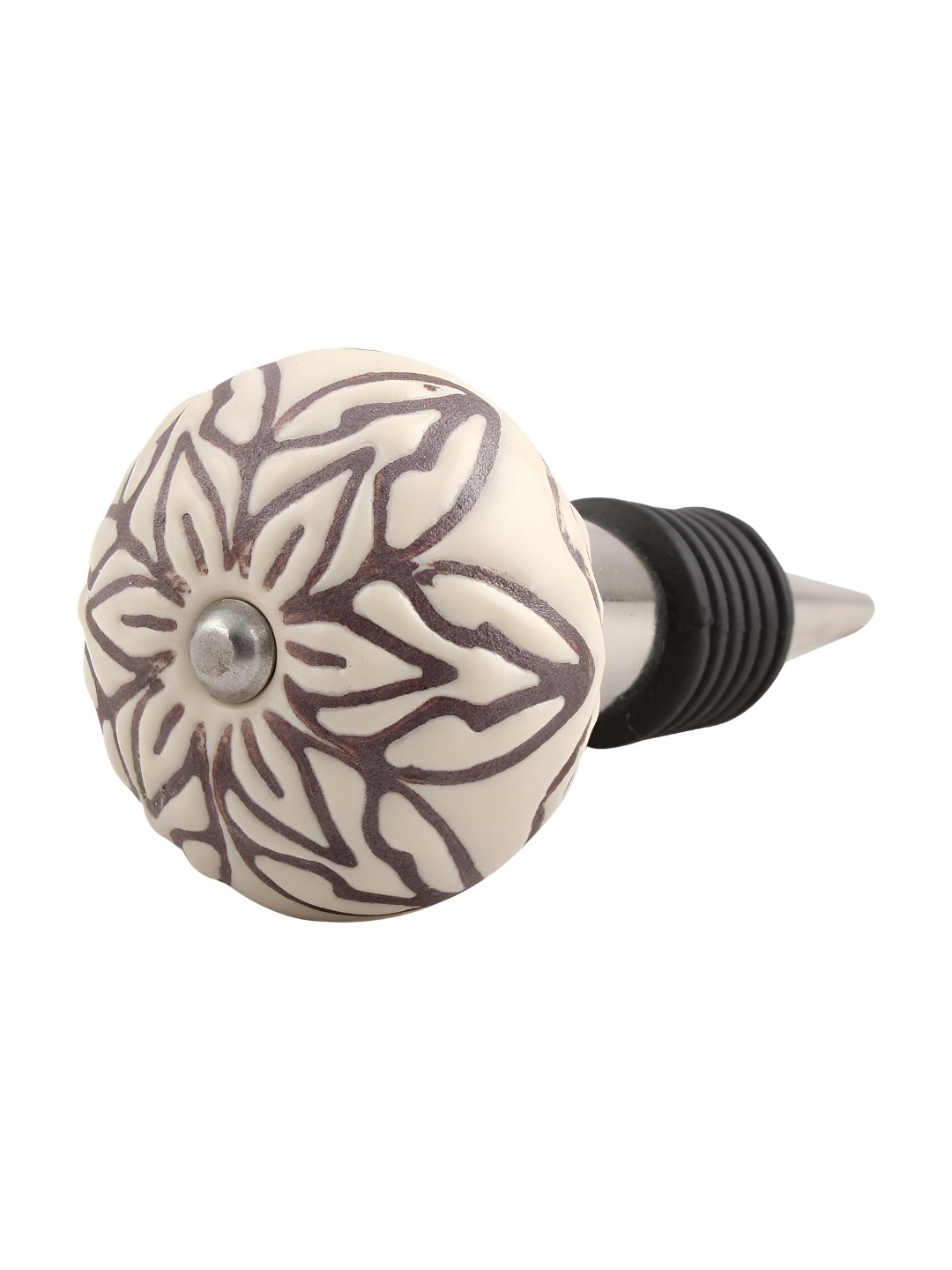 

Indianshelf Beige & Brown Printed Ceramic Wine Bottle Stopper