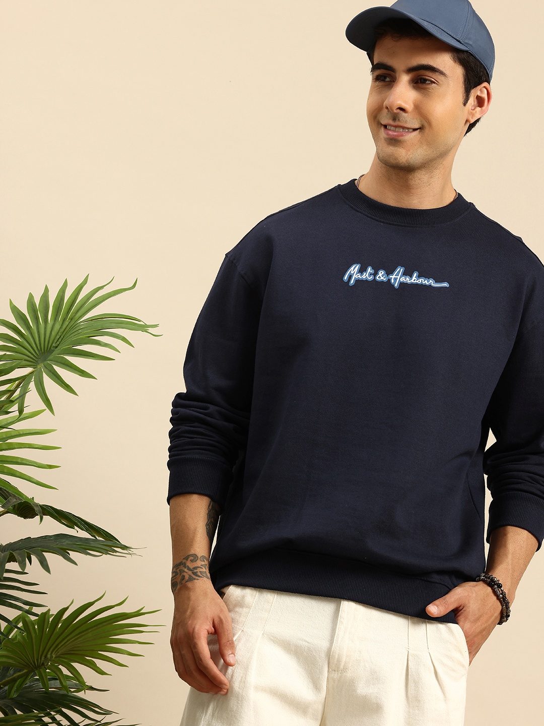 

Mast & Harbour Long Sleeve Oversize Fit Sweatshirt, Navy blue