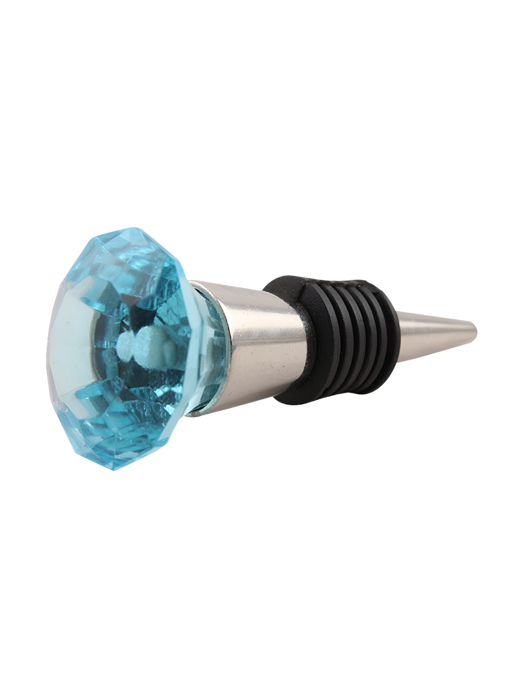 

Indianshelf Blue & Silver-Toned Glossy Diamond Glass Wine Bottle Stopper