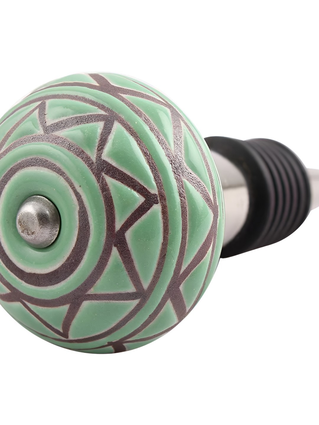 

Indianshelf Green & Brown Etched Ceramic Wine Bottle Stopper