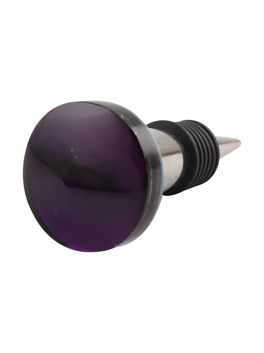 

Indianshelf Purple & Black Glass Flat Wine Bottle Stopper