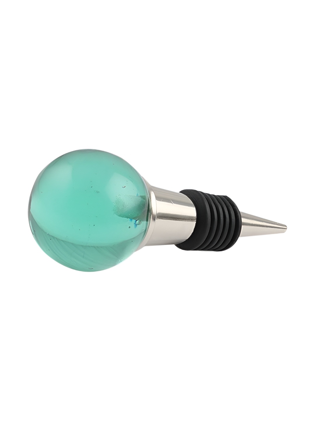 

Indianshelf Green & Silver-Toned Round Glass Wine Bottle Stopper