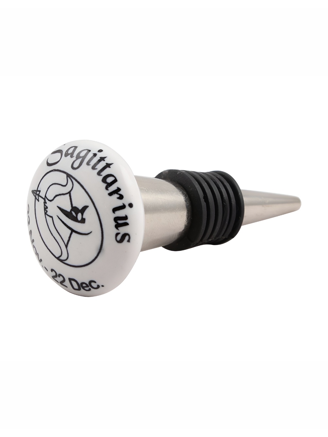 

Indianshelf White and Black Sagittarius Printed Ceramic Wine Bottle Stopper