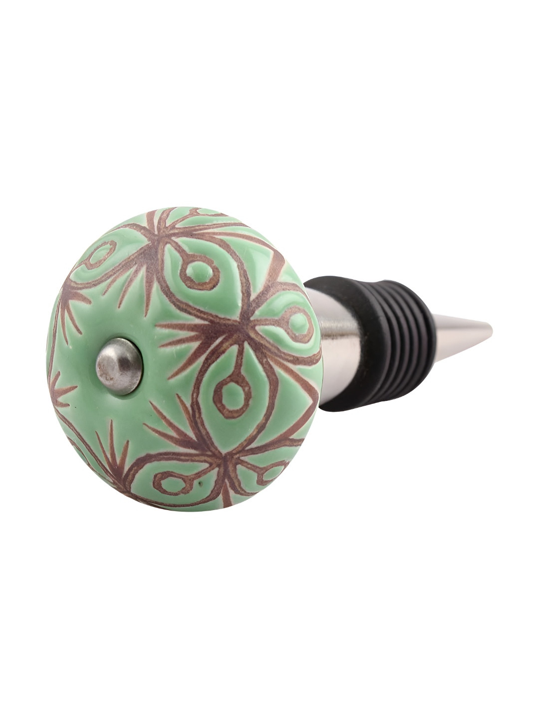 

Indianshelf Green & Brown Textured Ceramic Wine Bottle Stopper
