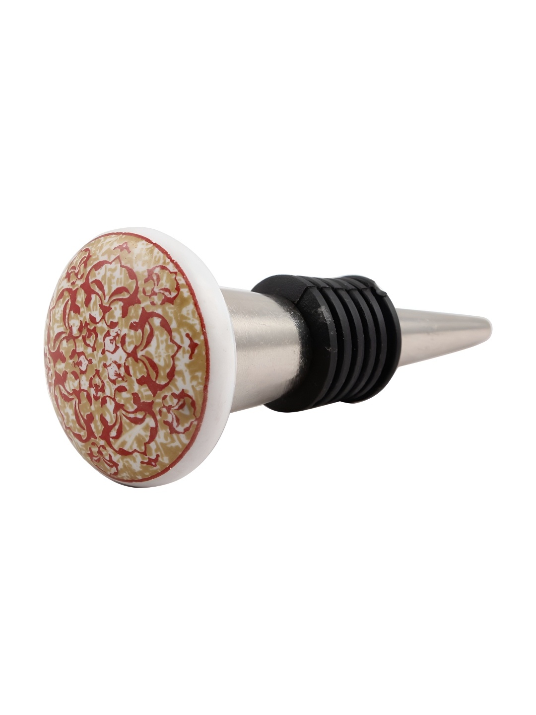 

Indianshelf White & Gold-Toned Floral Printed Ceramic Wine Bottle Stopper