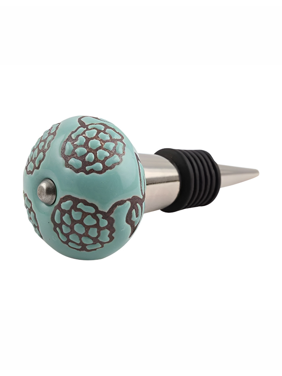 

Indianshelf Green & Black Floral Printed Ceramic Wine Bottle Stopper