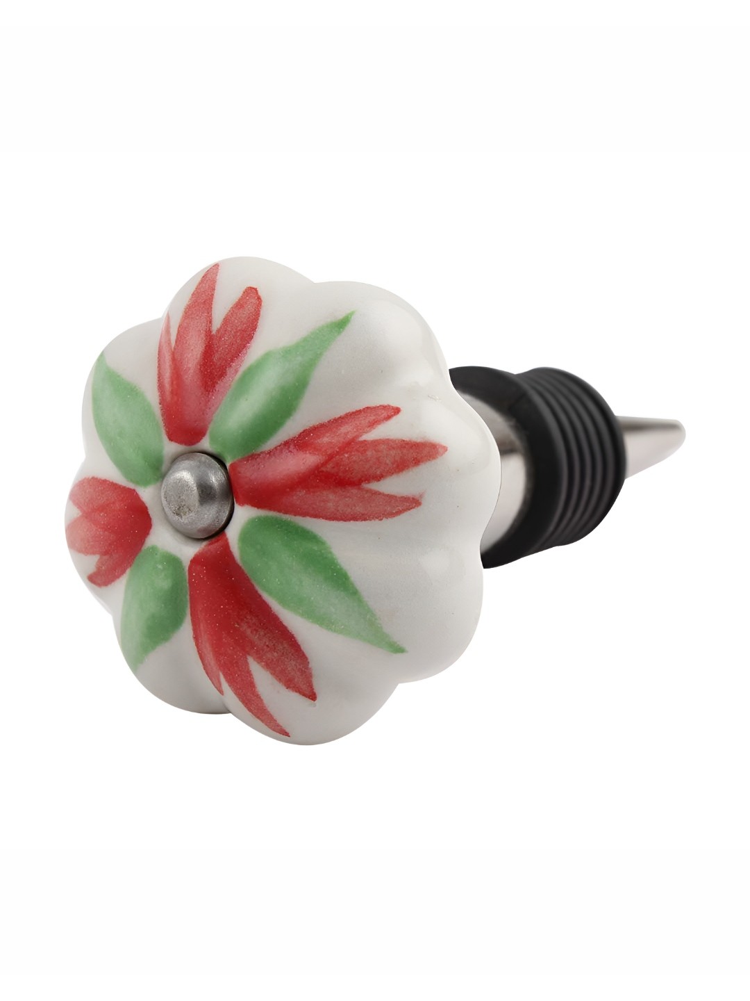 

Indianshelf Watsonia Red & White Printed Ceramic Wine Bottle Stopper