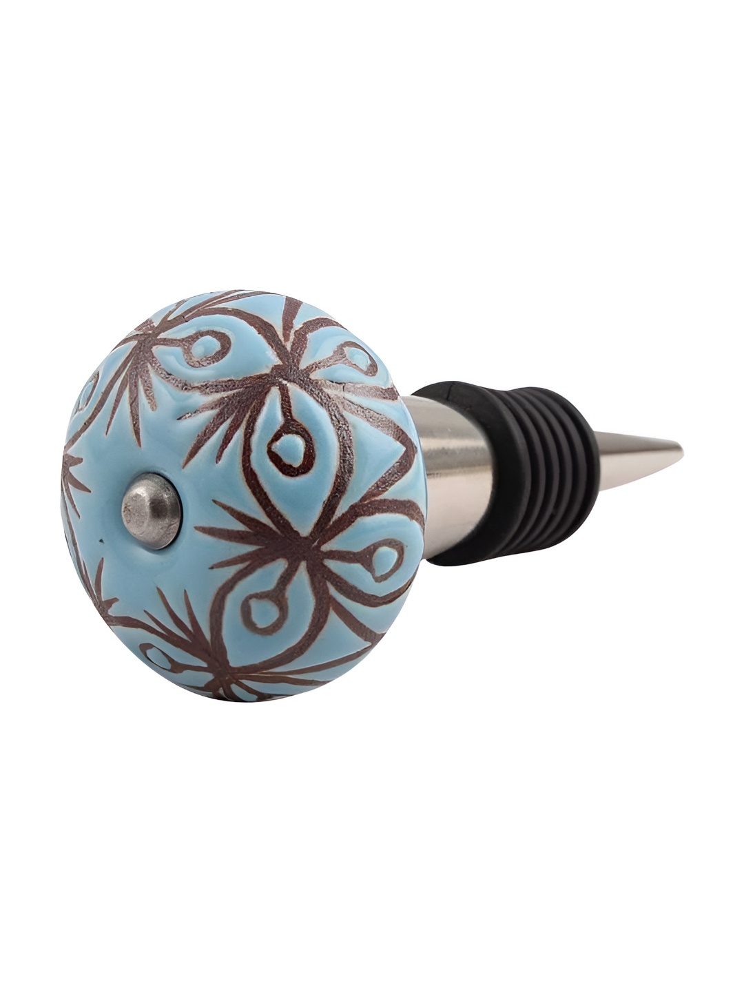 

Indianshelf Turquoise Blue & Purple Printed Ceramic Wine Bottle Stopper
