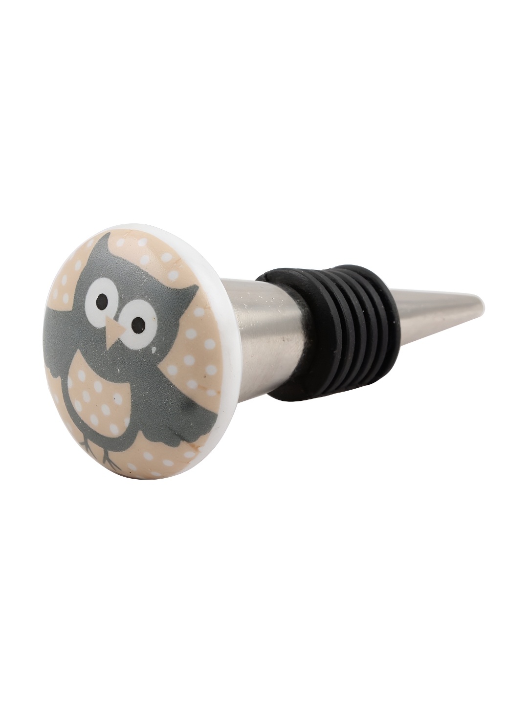 

Indianshelf Grey & Beige Owl Kid Printed Ceramic Wine Bottle Stopper