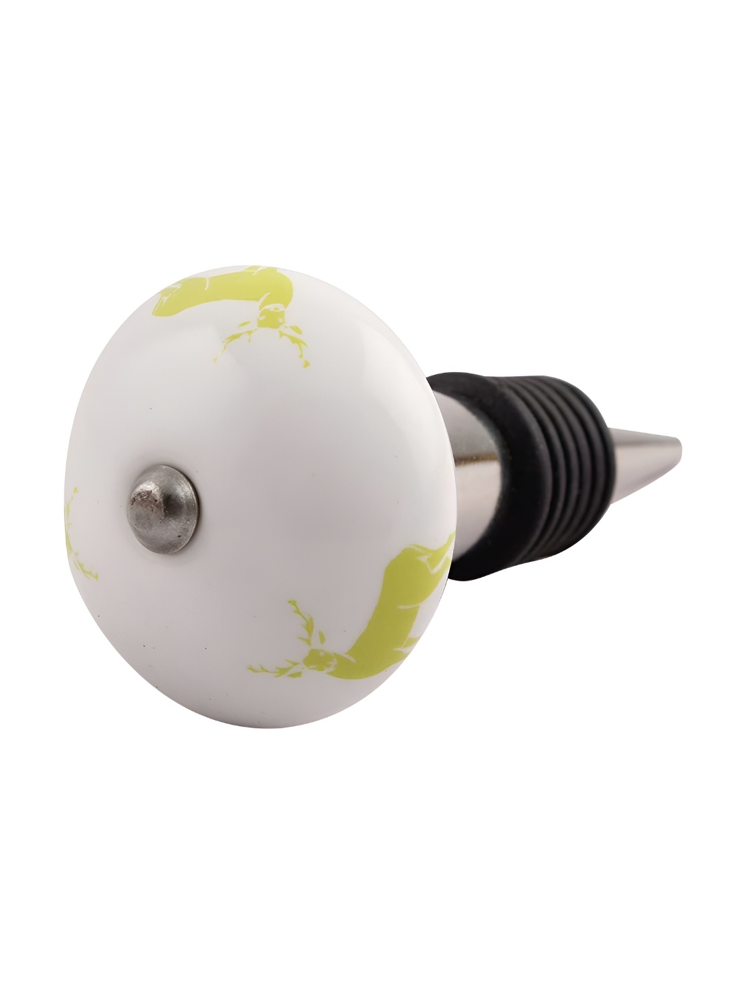 

Indianshelf Lime Green & White Printed Ceramic Wine Bottle Stopper