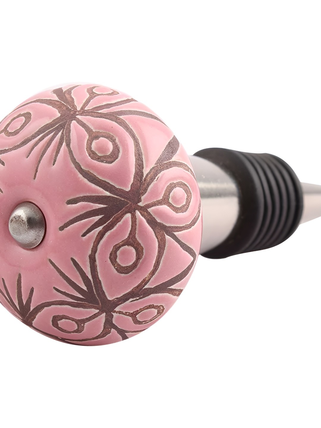 

Indianshelf Pink & Brown Floral Textured Ceramic Wine Bottle Stopper
