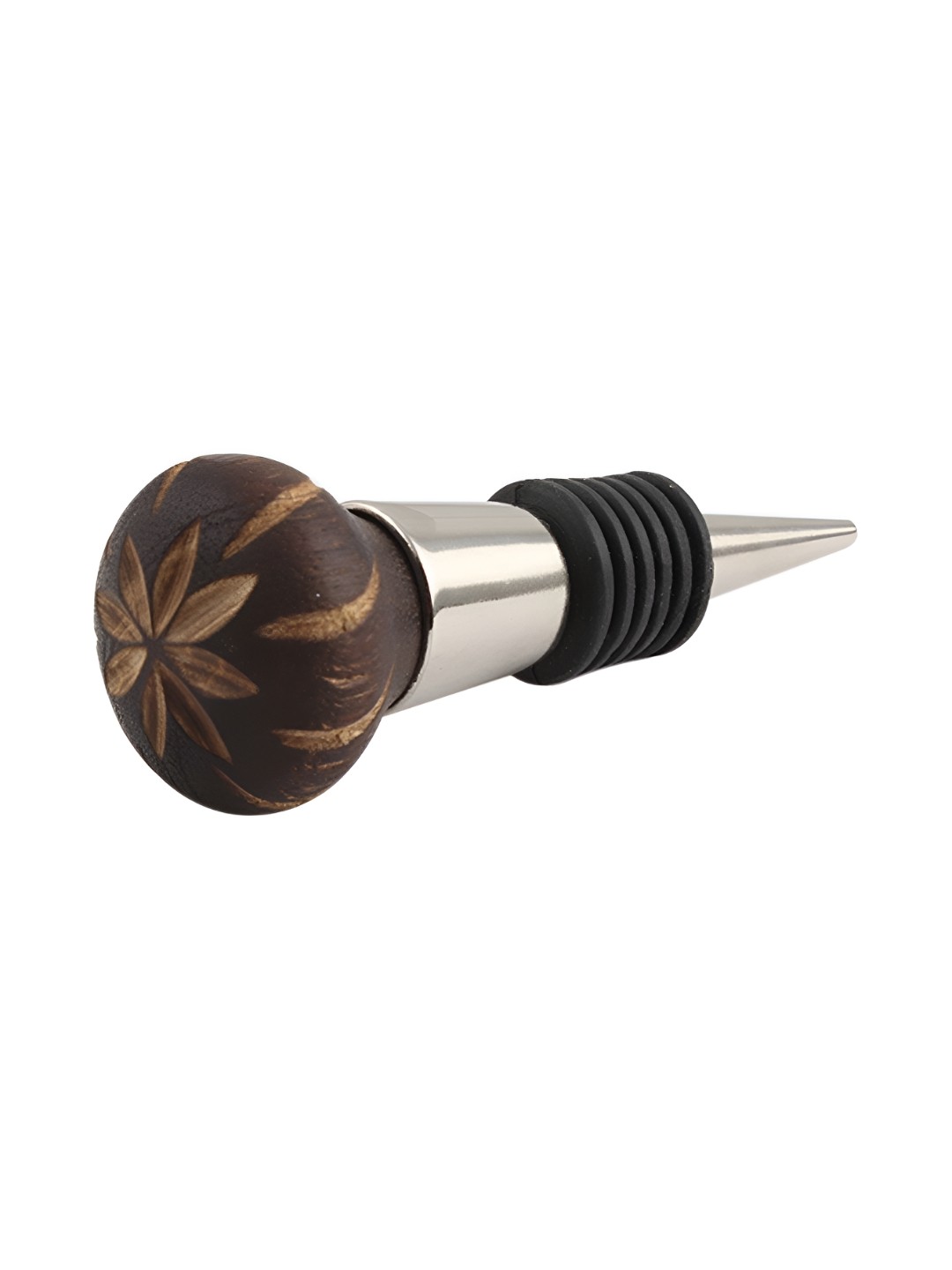 

Indianshelf Brown & Beige Floral Printed Wooden Wine Bottle Stopper