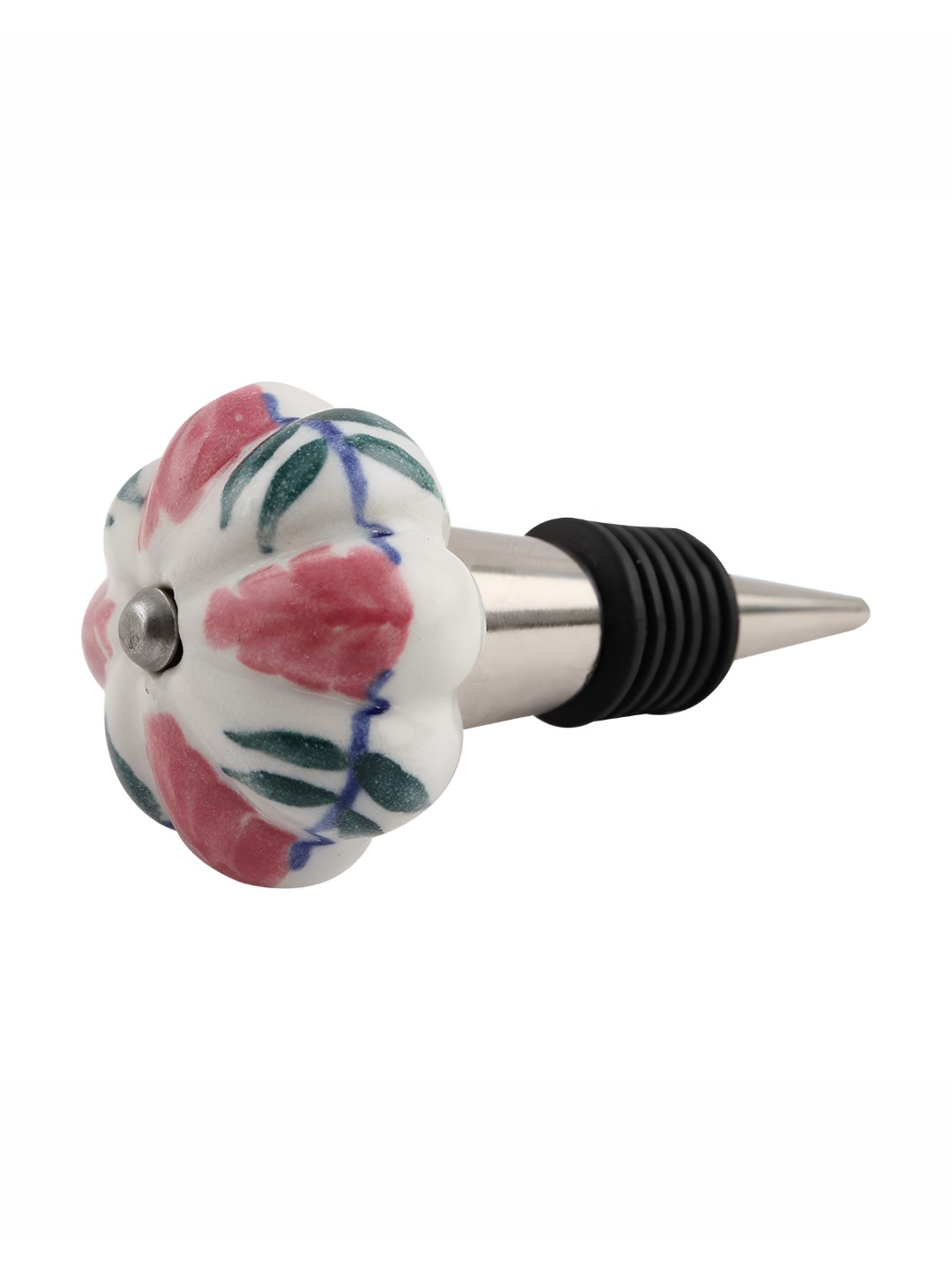 

Indianshelf Pink & White Ceramic Royal Bottle Wine Stopper
