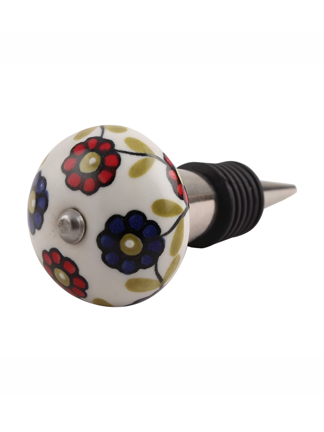 

Indianshelf Blue and White Sunflower Printed Ceramic Wine Bottle Stopper