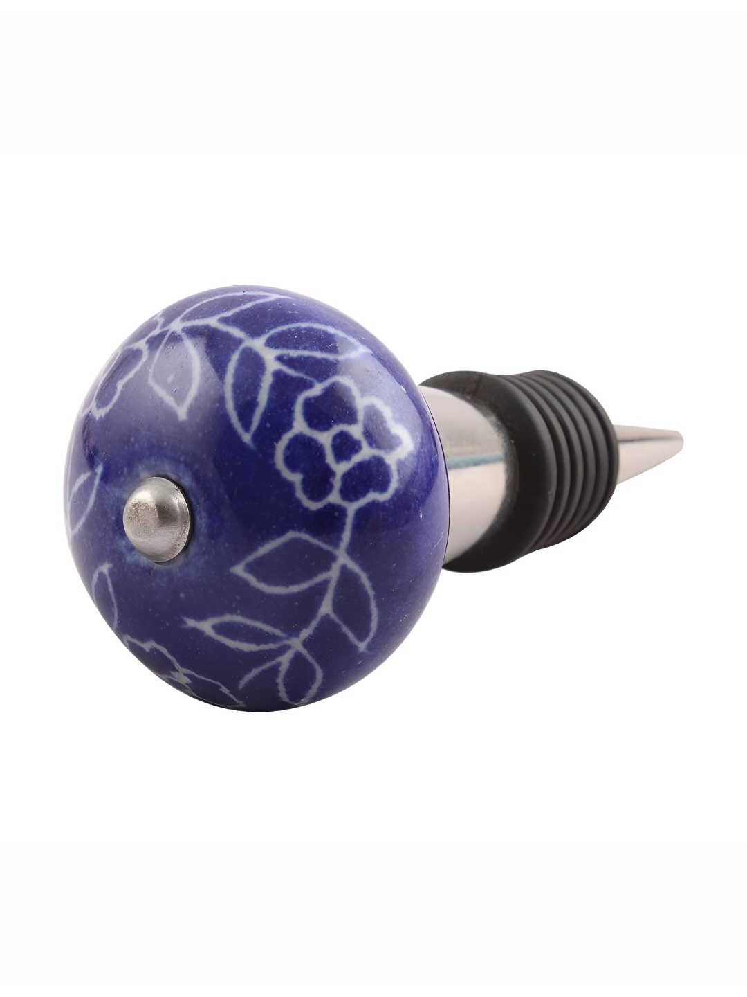 

Indianshelf Blue & White Floral Printed Ceramic Leak-Proof Wine Bottle Stopper