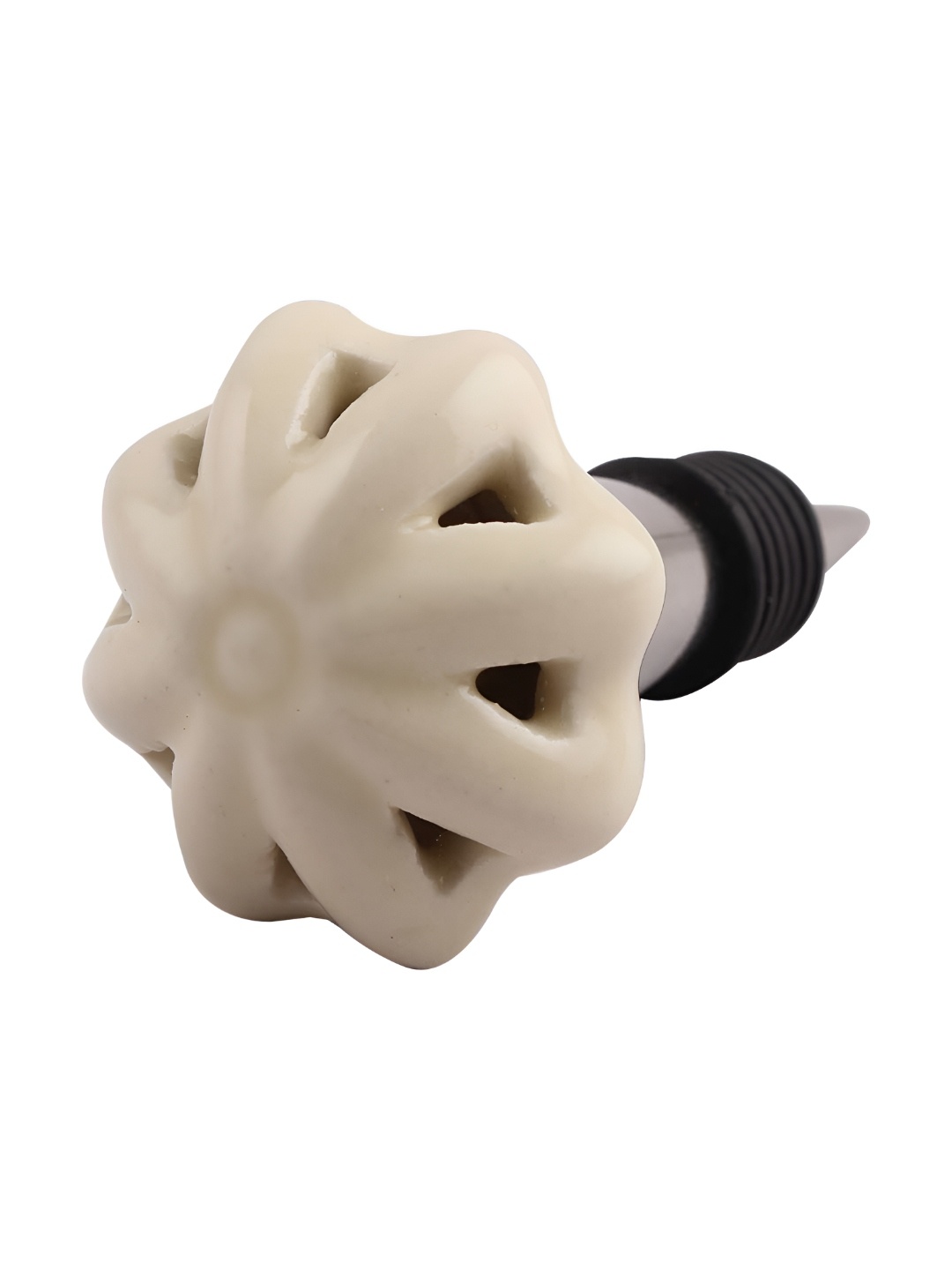 

Indianshelf Beige and Black Flower Textured Wooden Wine Bottle Stopper