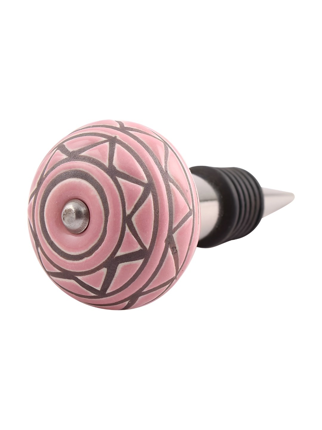 

Indianshelf Pink & Brown Etched Ceramic Wine Bottle Stopper