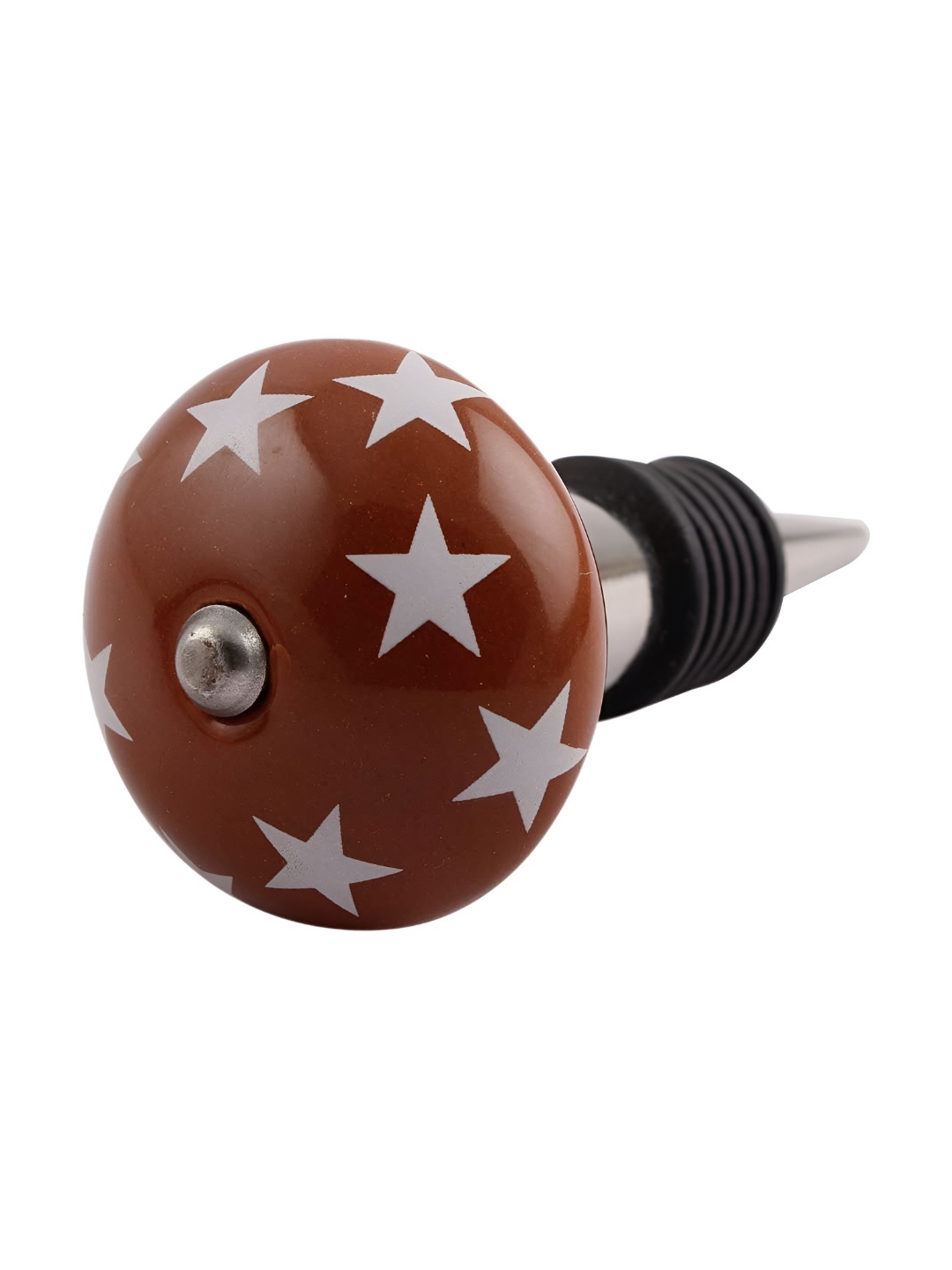 

Indianshelf Brown & White Star Printed Ceramic Wine Bottle Stopper