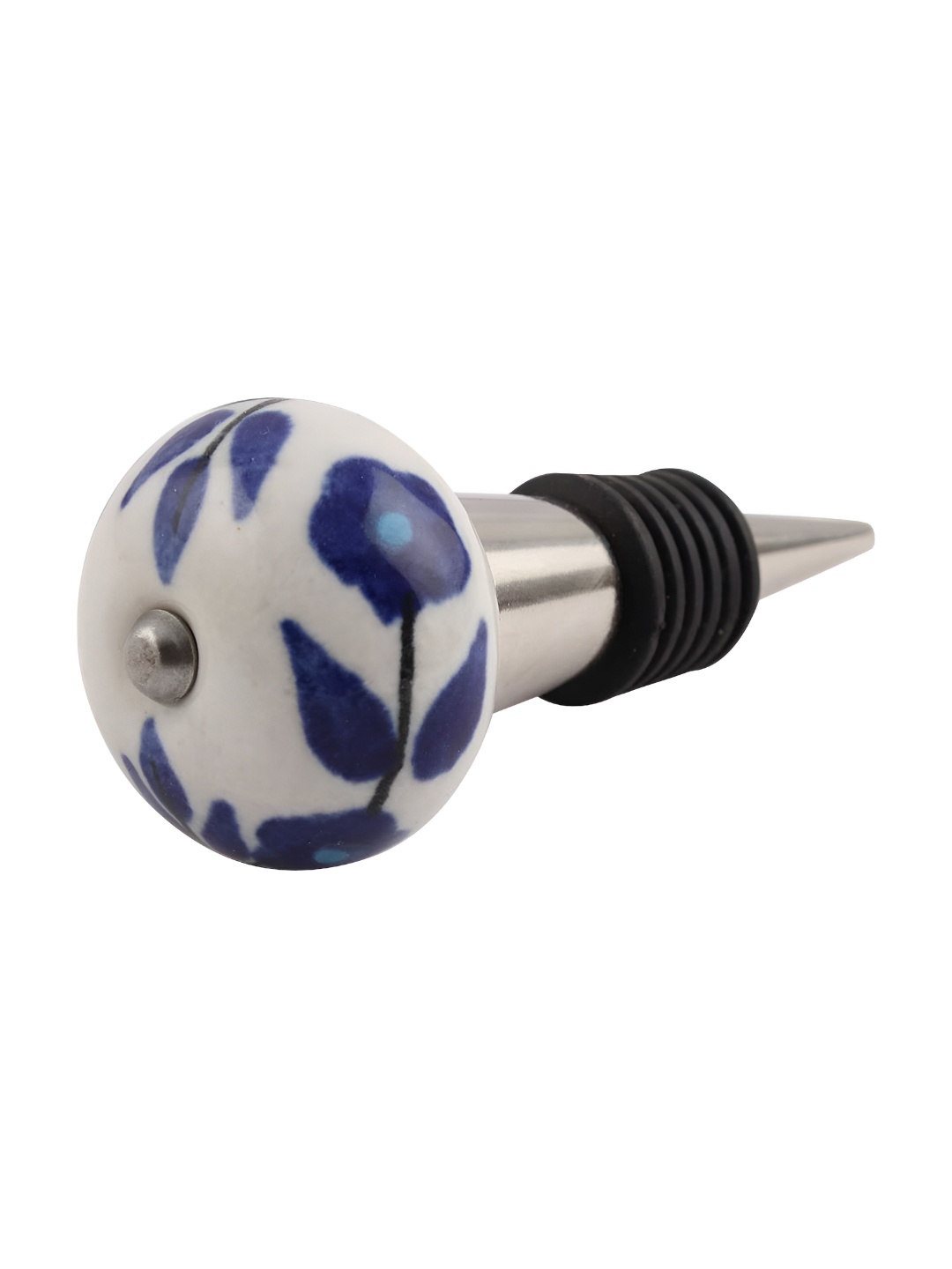 

Indianshelf White & Blue Flower Printed Ceramic Wine Bottles Stopper
