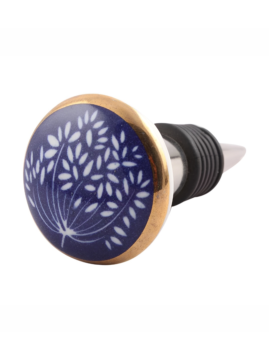 

Indianshelf Purple & White Wax Flower Printed Ceramic Wine Bottle Stopper