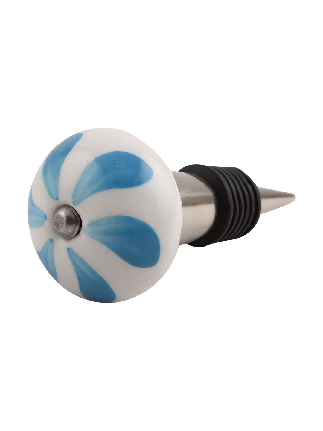 

Indianshelf Fan White & Blue Printed Wine Bottle Stopper
