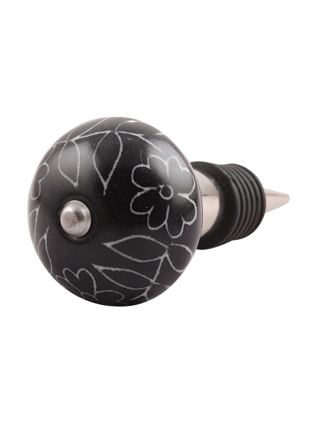 

Indianshelf Black & White Floral Printed Ceramic Wine Bottle Stopper