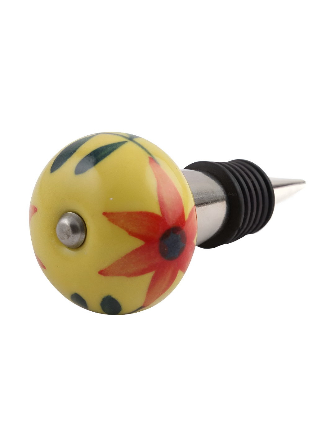 

Indianshelf Red & Yellow Star Printed Ceramic Leak-Proof Wine Bottle Stopper