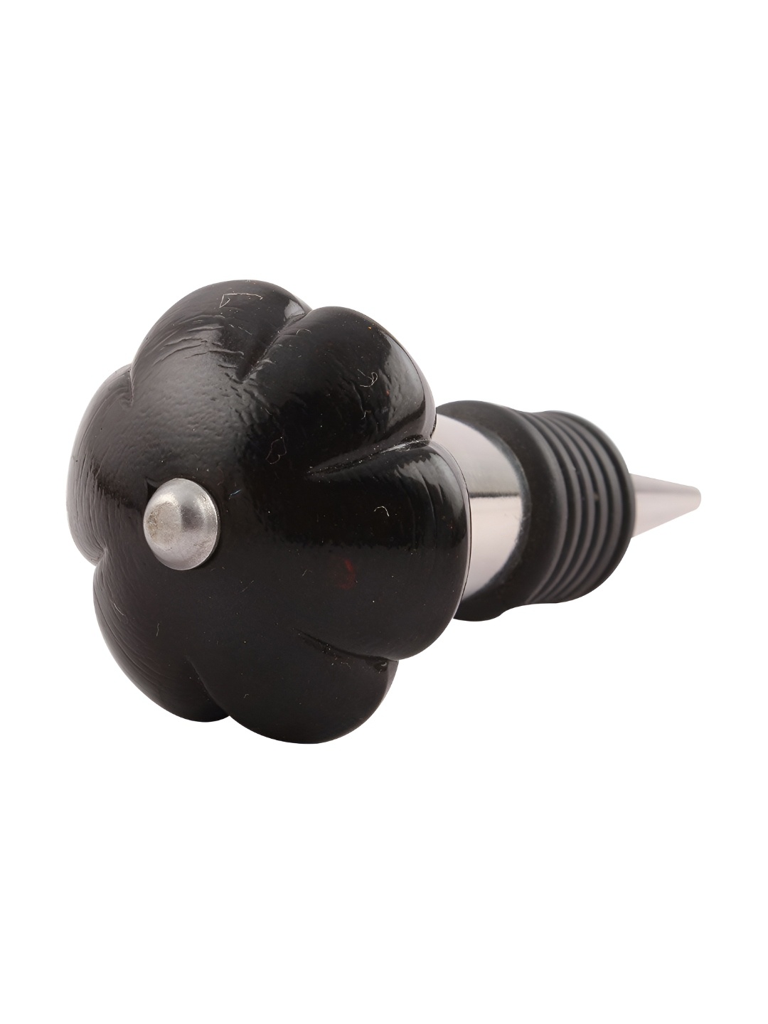 

Indianshelf Black & Silver-Toned Melon Flower Glass Wine Bottle Stopper