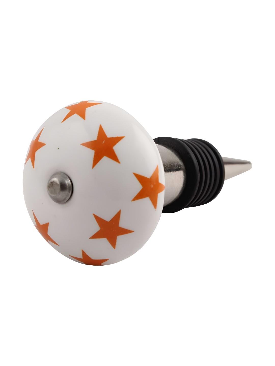 

Indianshelf Orange & White Star Printed Ceramic Wine Bottle Stopper