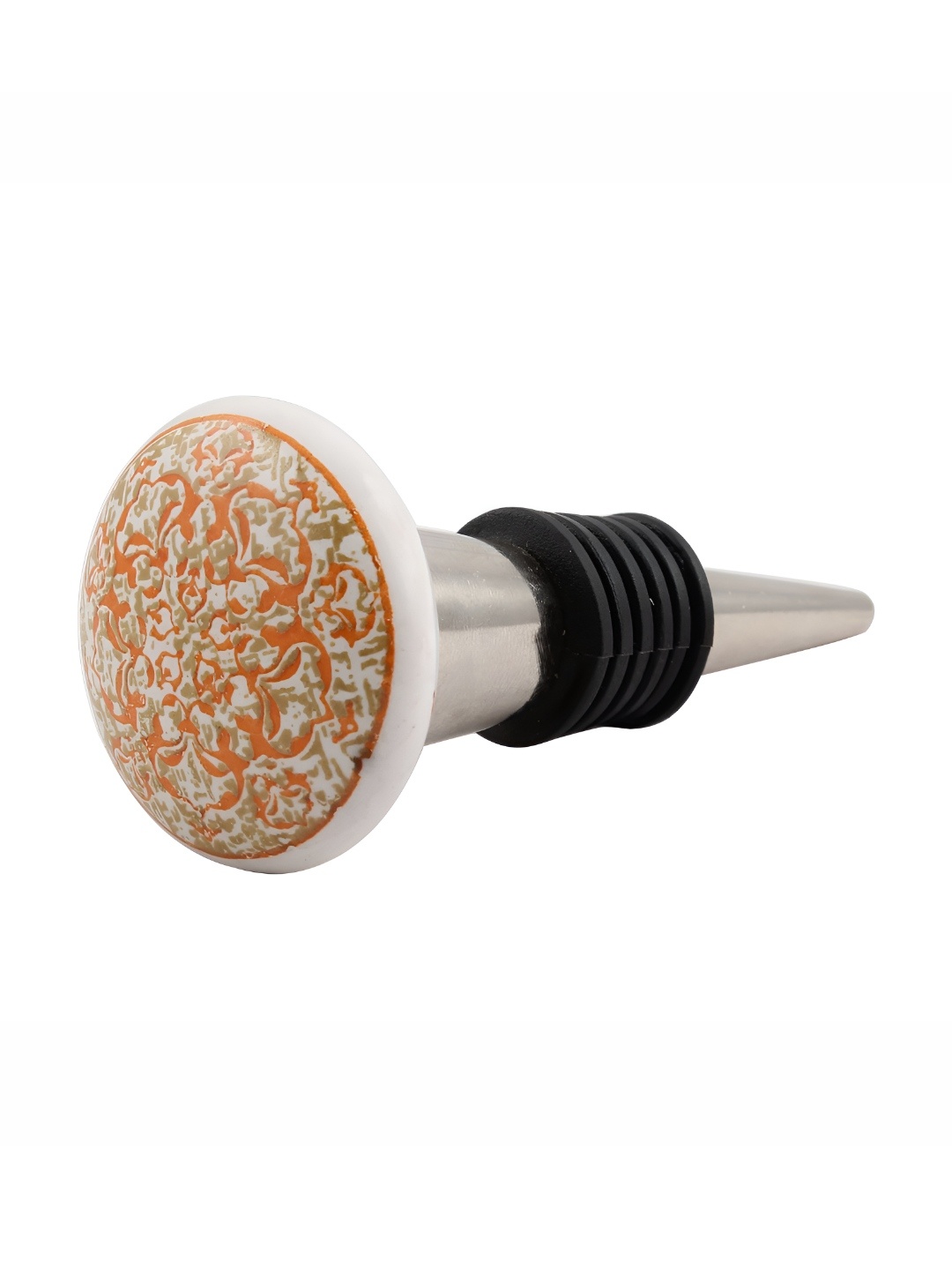 

Indianshelf Orange and White Floral Printed Ceramic Wine Bottle Stopper