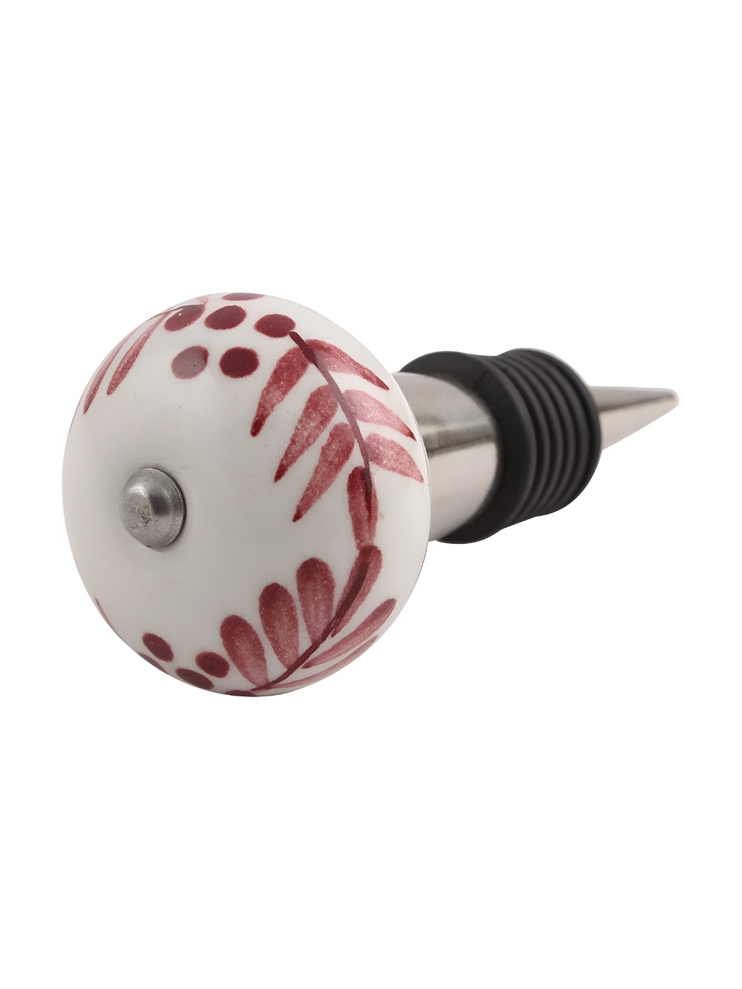 

Indianshelf White & Brown Leaf Printed Wine Bottle Stopper