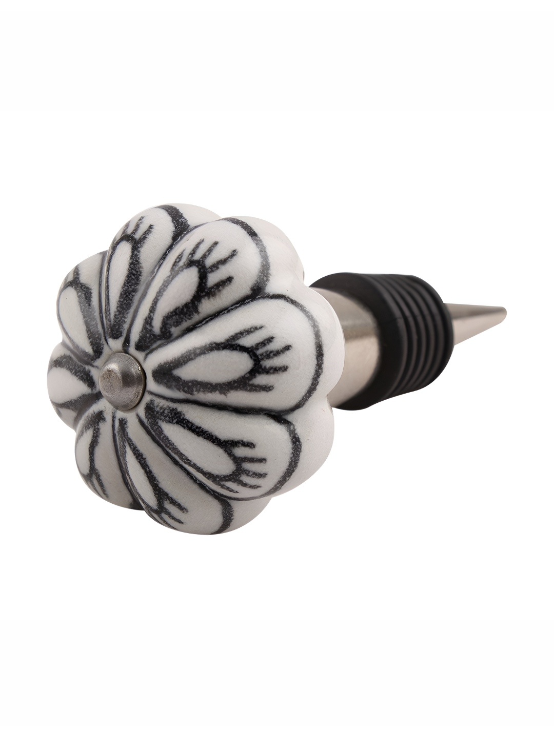 

Indianshelf White & Black Floral Textured Wine Bottle Stopper