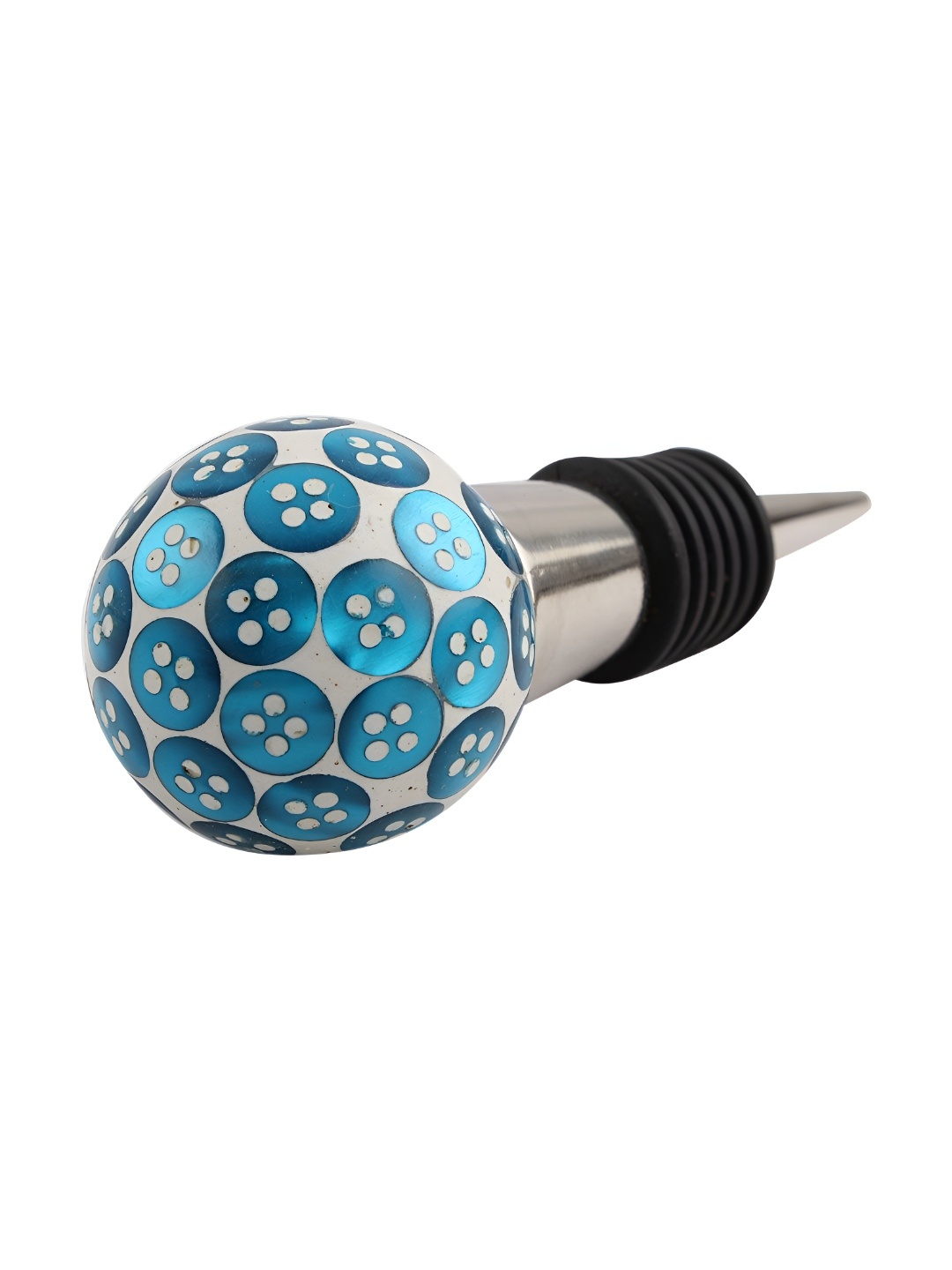 

Indianshelf Turquoise Blue & Silver Button Printed Wine Bottle Stopper