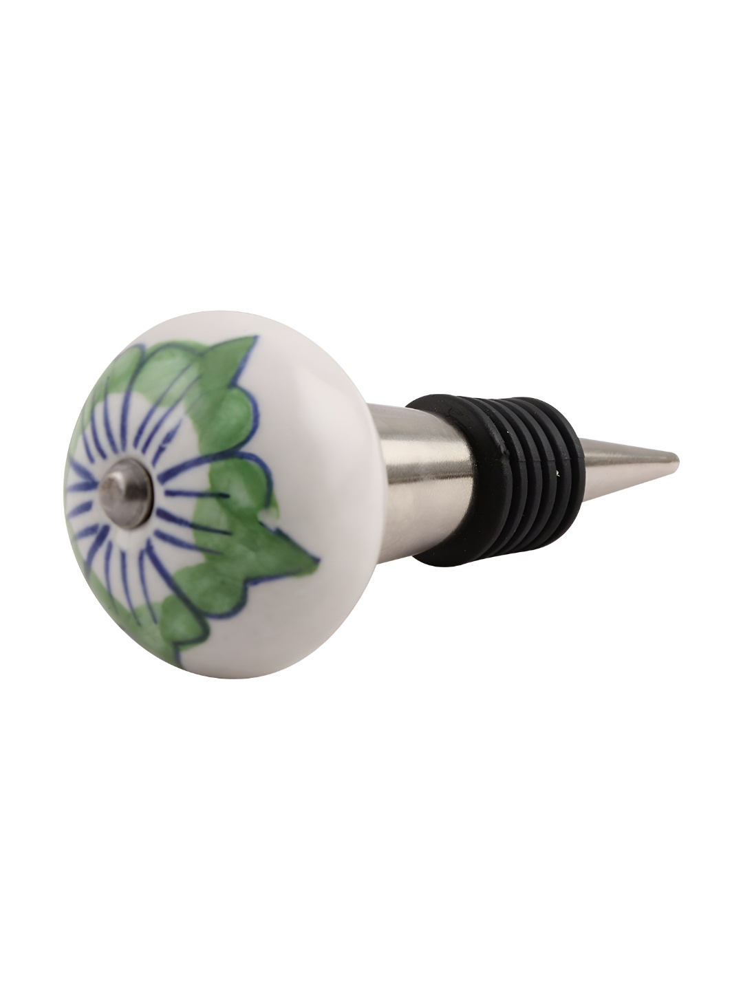 

Indianshelf Green & White Floral Printed Ceramic Wine Bottle Stopper